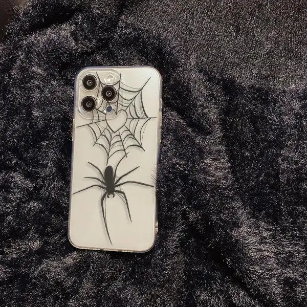 Coque de protection Black Spider Couple, Coque pour iPhone 15 Pro Max 11 12 13 14 Pro Max 6 6S 7 8 Plus 13 Mini XS Max Poly SE 2 3