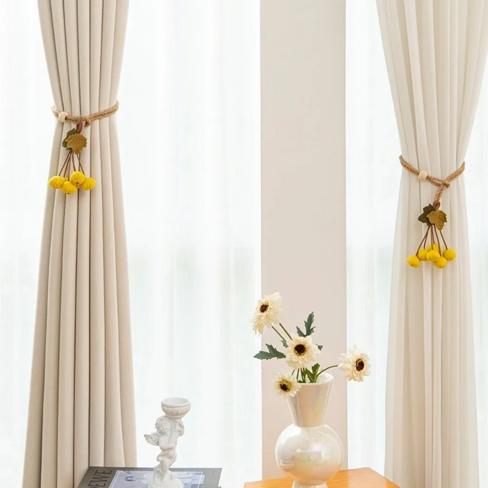 Decorative Adjustable Pumpkin Curtain Tieback Fruit with Tessel Hanging Ball Tieback Cartoon Curtain Binding Living Room