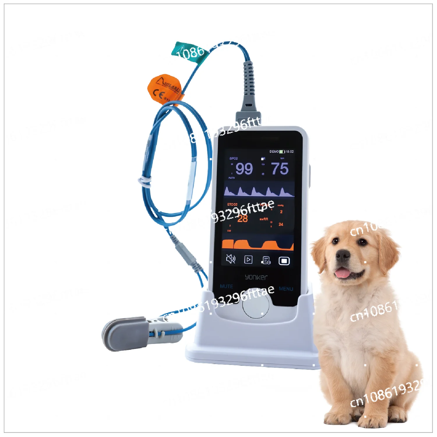 Handheld Animal Monitor Vital Signs Portable Pet Monitor ECG Blood Pressure Oxygen Monitor