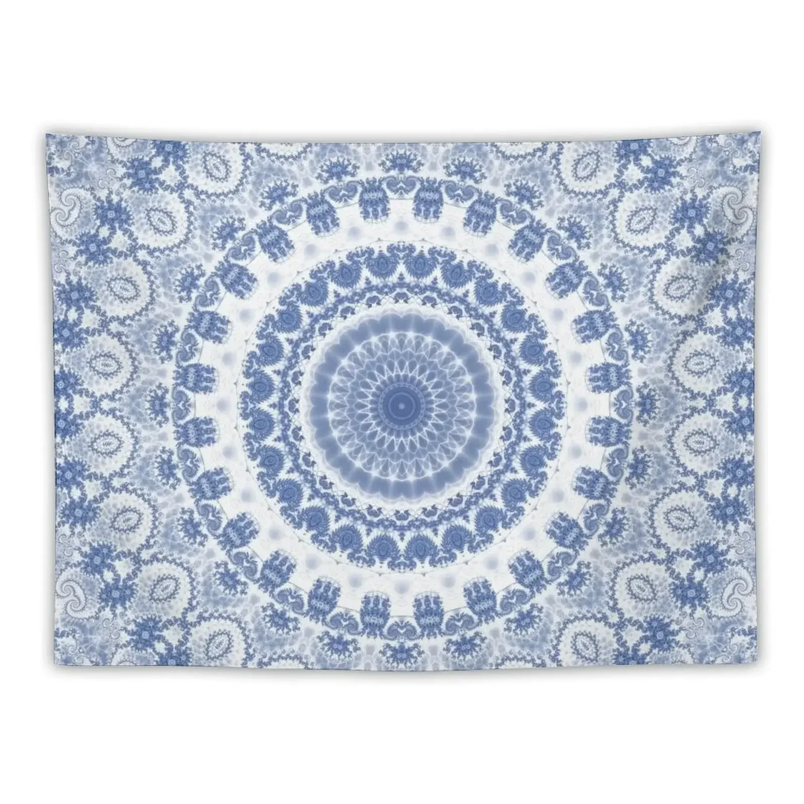 

Blue and White Fractal Mandala Tapestry House Decorations Home Supplies Aesthetic Room Decor Korean Wall Deco Tapestry