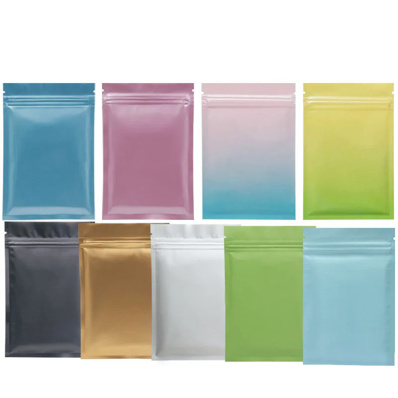 TETP 100Pcs Ziplock Bags Home Tea Food Candy Powder Jewelry Dried Fruit Packaging Storage Aluminumed Foil Reusable Colorful Bag