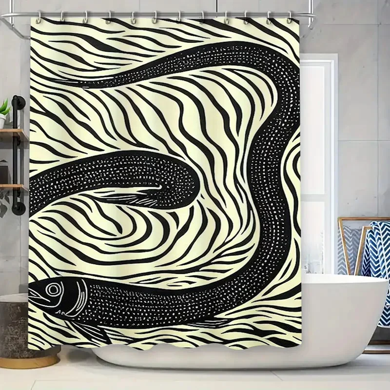 

Черно-белая занавеска для душа со змеиным принтом, украшение для ванной комнаты
