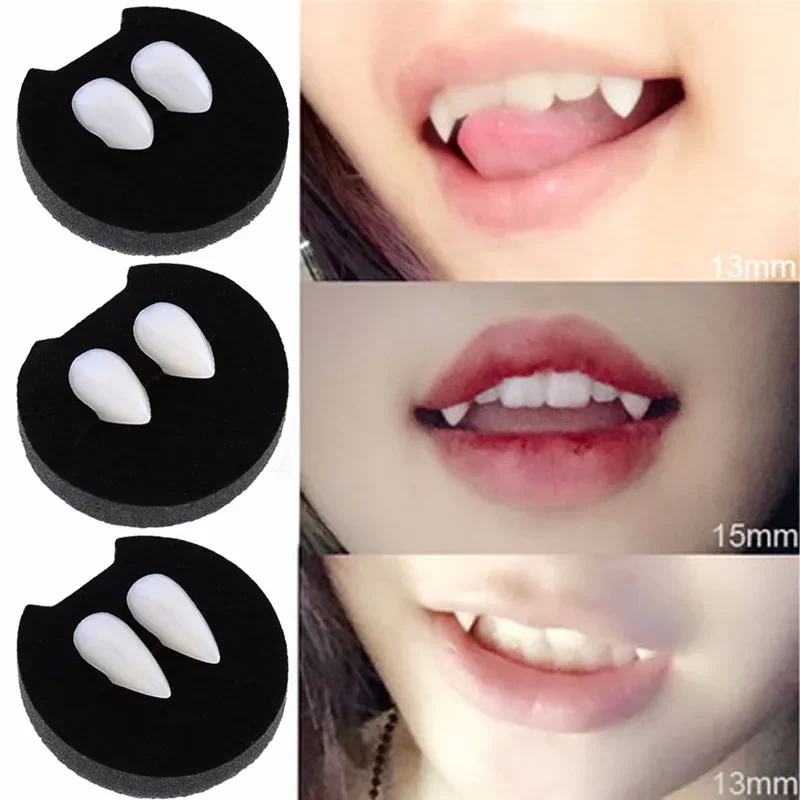 1 Paar Vampirzähne, Reißzähne, Zahnersatz, Requisiten, Halloween-Kostüm-Requisiten, falsche Zähne, fester Kleber, Prothesenkleber, Halloween-Party-Dekoration