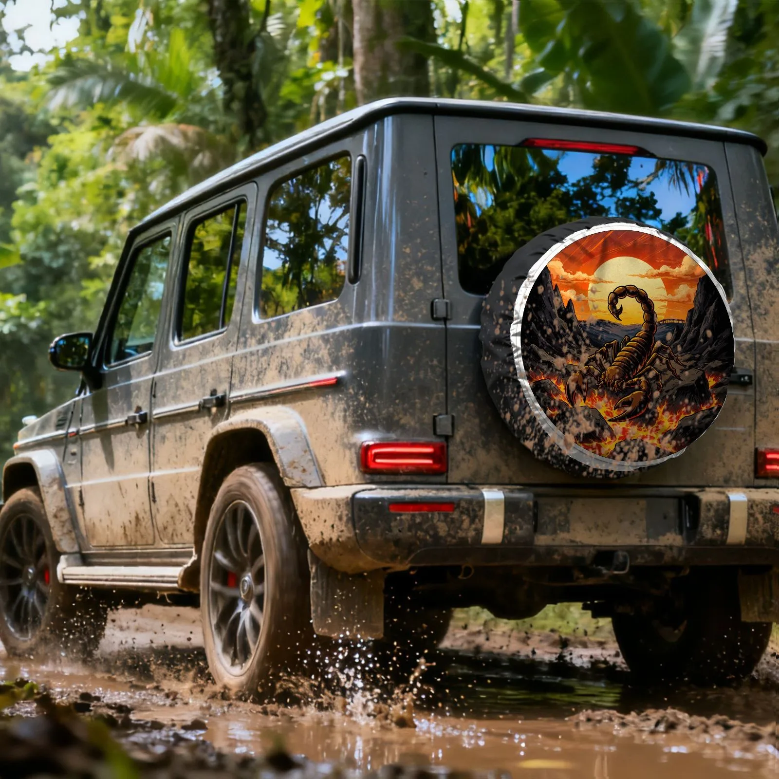 

Scorpion Lava Dusk Tire Cover Durable Polyester Spare Protector For RV SUV