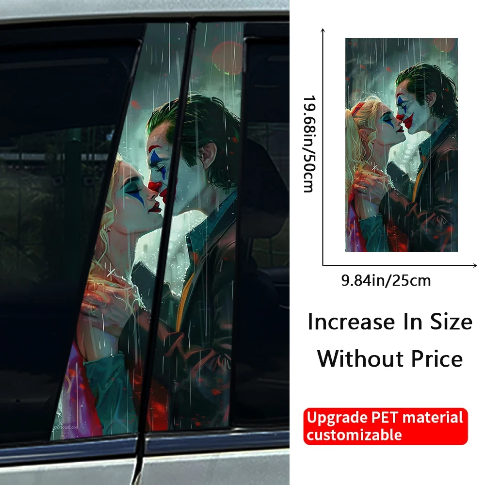 Joker couple Decals Car Stickers PET Waterproof Auto B Pillar Funny Decoration Cover Scratches Sunscreen Car Doors Pillar Trim