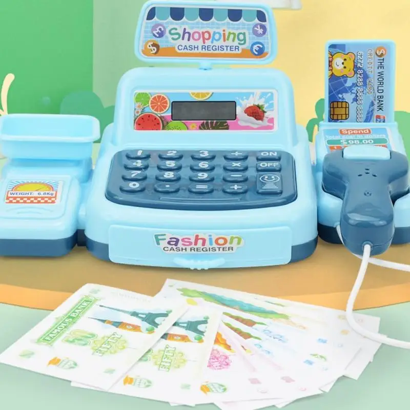 1 Set Electronic Game Lighting And Sound Effects Supermarket Cashier Toy Simulation Shopping Cash House Toys