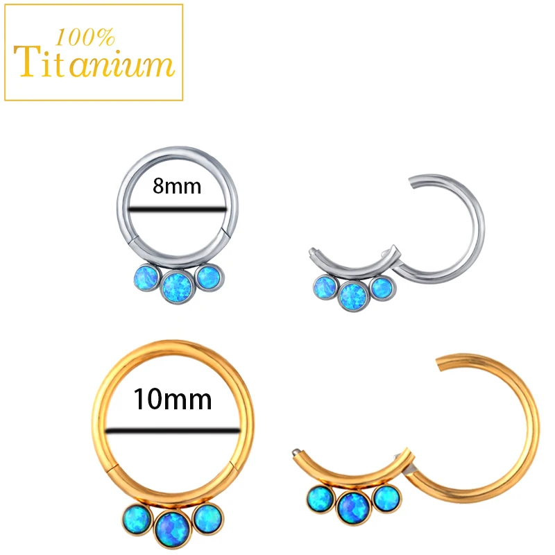 G23 – anneaux de nez en titane pour femmes, Piercing, en opale, mamelon, Clicker, oreille, Cartilage, Tragus, Helix, lèvres, bijoux pour le corps,percing teton