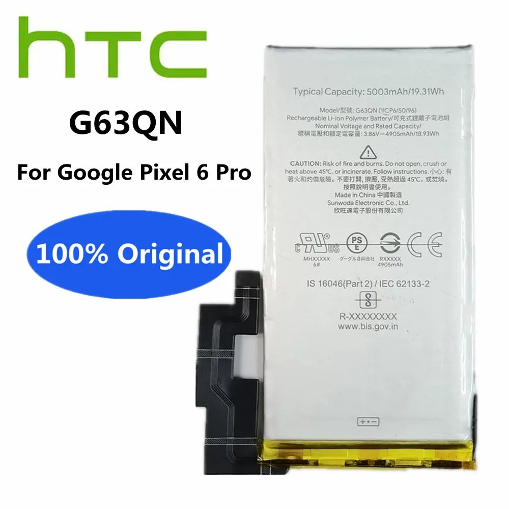 

100% Новый оригинальный аккумулятор G63QN для HTC Google Pixel 6 Pro Pixel 6Pro, аккумулятор для мобильного смартфона, оригинальный аккумулятор, батарея 5003 мАч