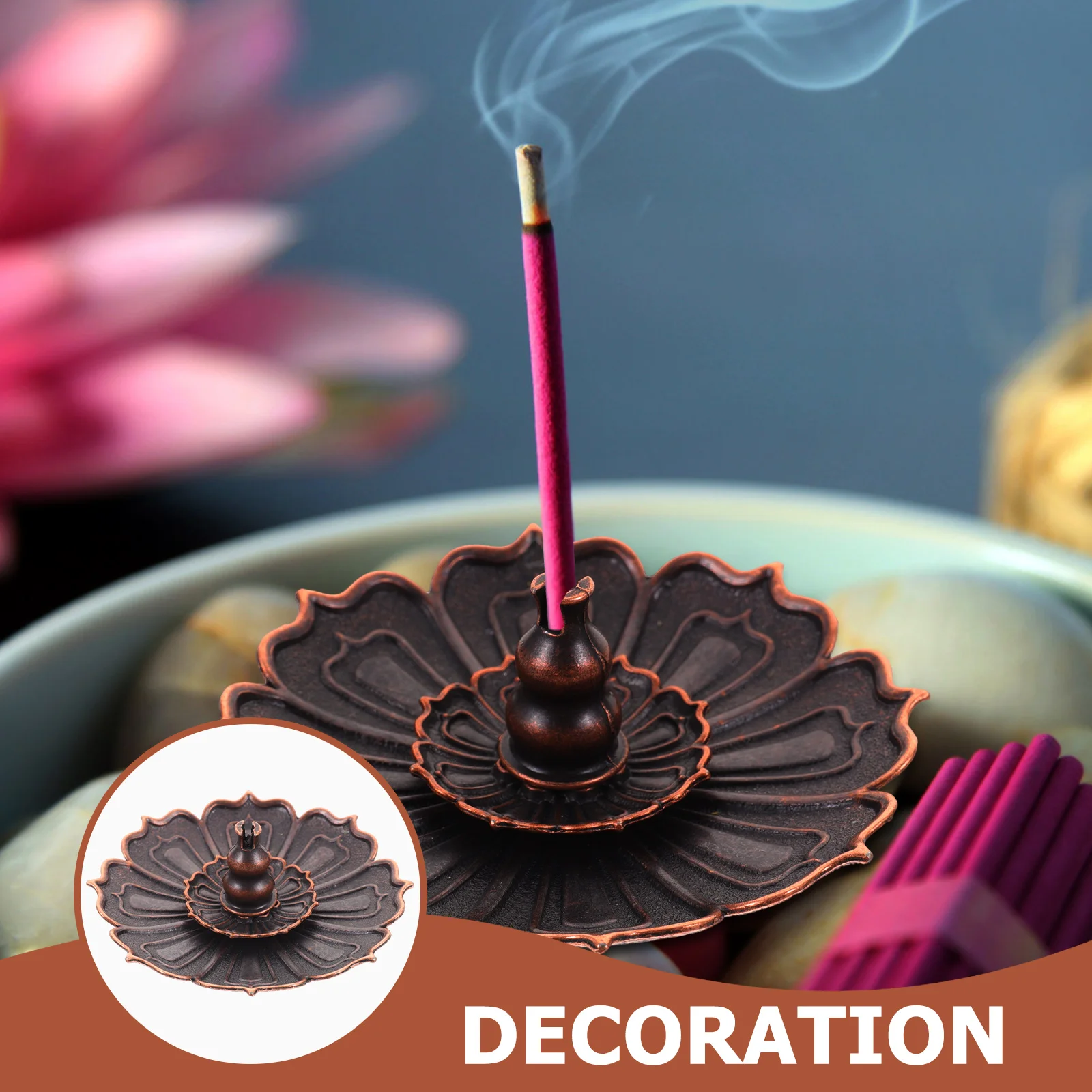 

Elegant Lotus Shaped Incense Burner Premium Alloy Stick Holder for Indoor Use Aroma Therapy Decorative Censer Tray Gift