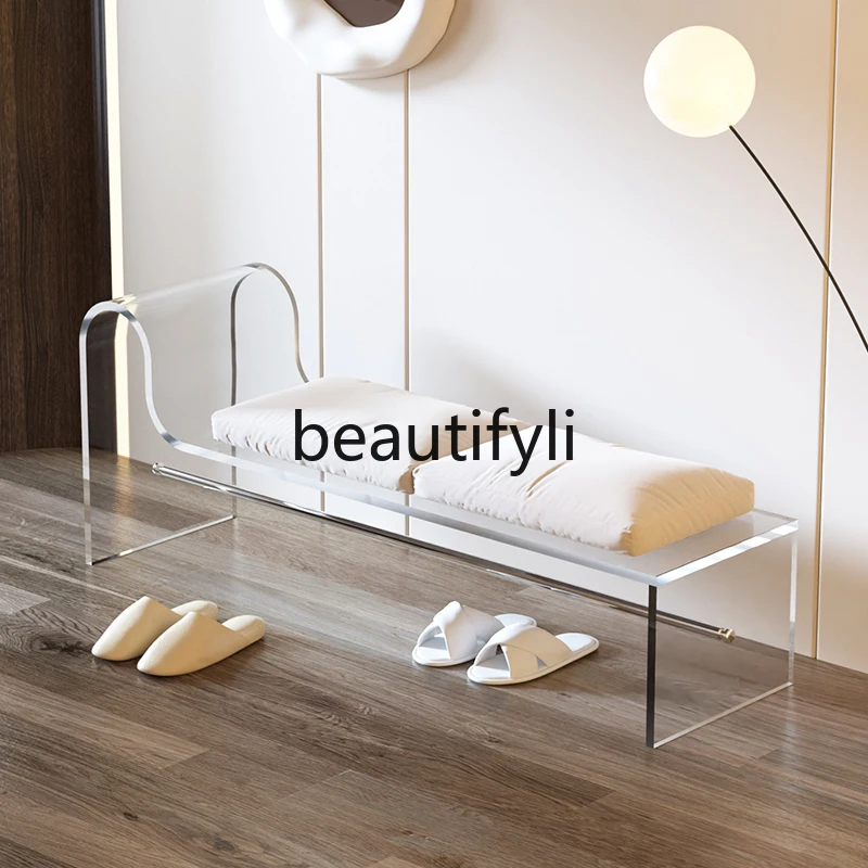 

Acrylic shoe change household strip light luxury shoes clothing store rest stool suspension chair
