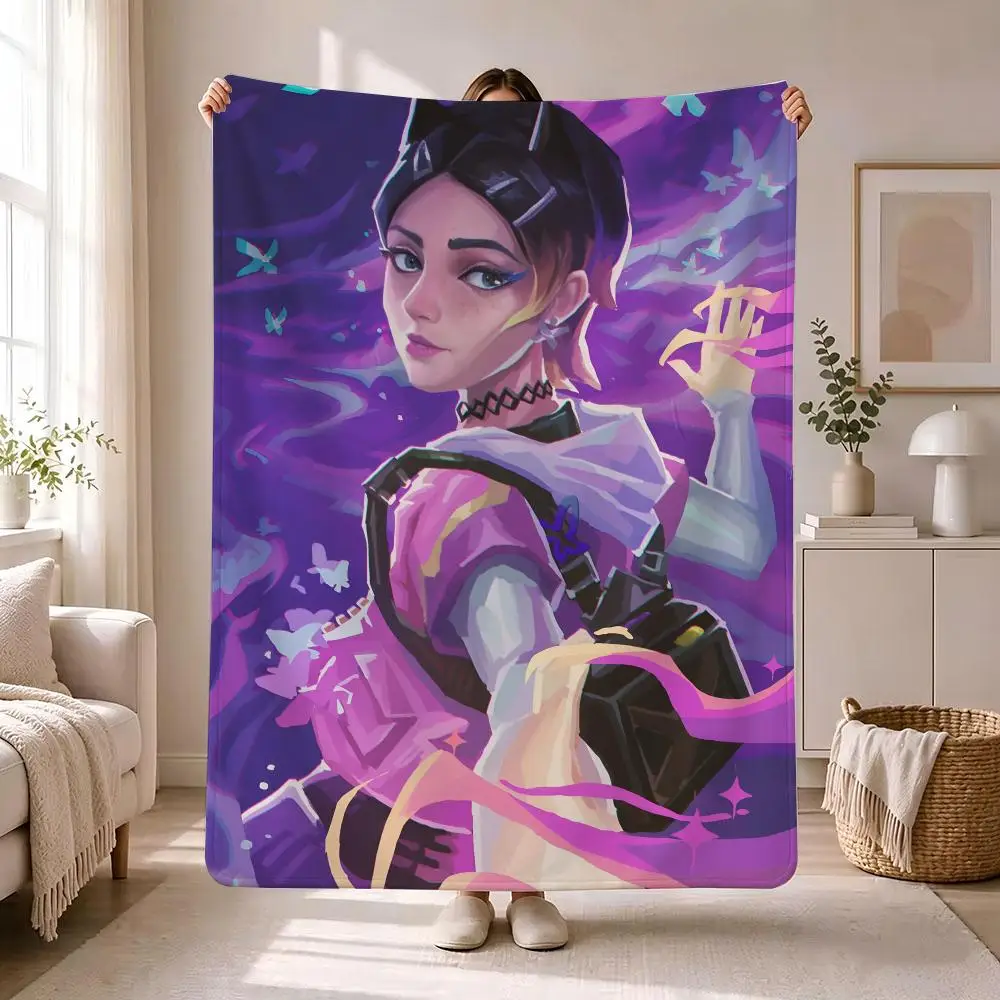 Game V-Valor Arena Throw Soft Throw Soft Flannel Blanket For Bed Bedroom Sofa Picnic Throw Skin-friendly Breathable Gift C