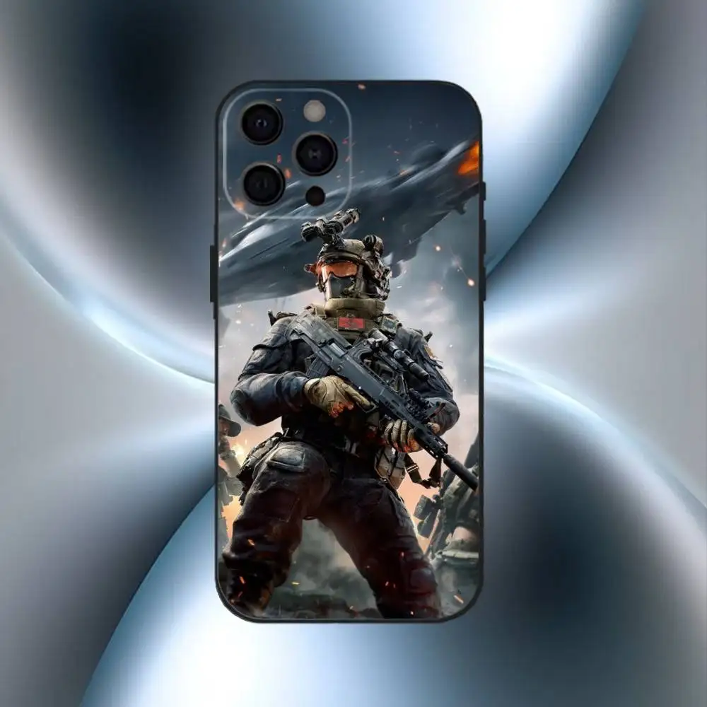حافظة هاتف Delta Force لهاتف iPhone17,16,15,14,13,12,11 Plus، Pro Max غطاء أسود ناعم