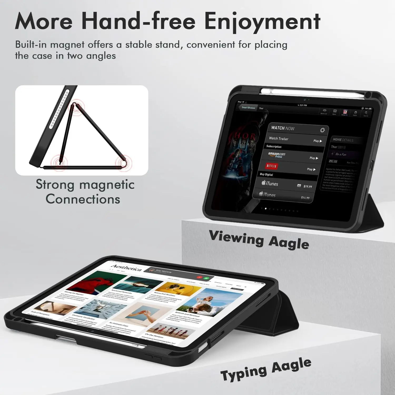 Case for iPad (A16)/iPad 10th Generation [11-Inch 2025/10.9 Inch 2022],Trifold Stand Smart Cover with Pencil Holder and Soft TPU - view 3