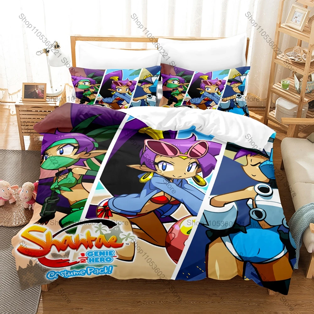 Juego de ropa de cama Game Shantae Half-Genie Hero, funda nórdica y 2 fundas de almohada, bonito diseño de chica genio, tela transpirable para uso en todas las estaciones