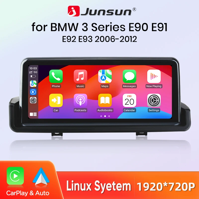 Junsun Linux Sistema Wireless Carplay Android auto Lettore Multimediale Autoradio Per BMW Serie 3 E90 E91 E92 E93 IPS Touch Screen