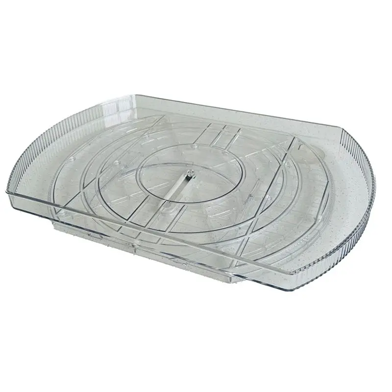 AT63-1 Piece Slide And 360° Rotate Rectangle Turntable Organizer And Storage For Fridge Pull-Out Square Turntable For Refrigerat