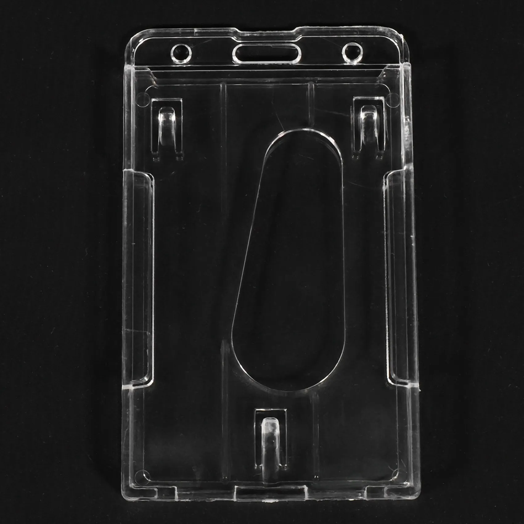 10X Vertical Hard Plastic Badge Holder Double Card ID Multi Transparent 10X6cm-Y18A
