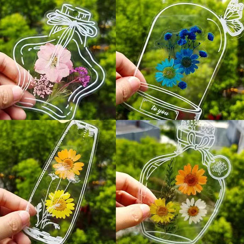 20pcs Creative Diy Bookmark For Students Transparent Wishing Bottle Shape Bookmark Scrapbook Sticker Material Small Gift