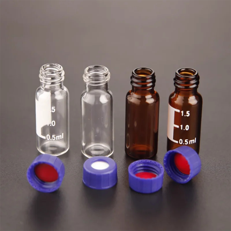 Screw-top injection bottle, welded pointed bottom inner tube, transparent brown injection bottle
