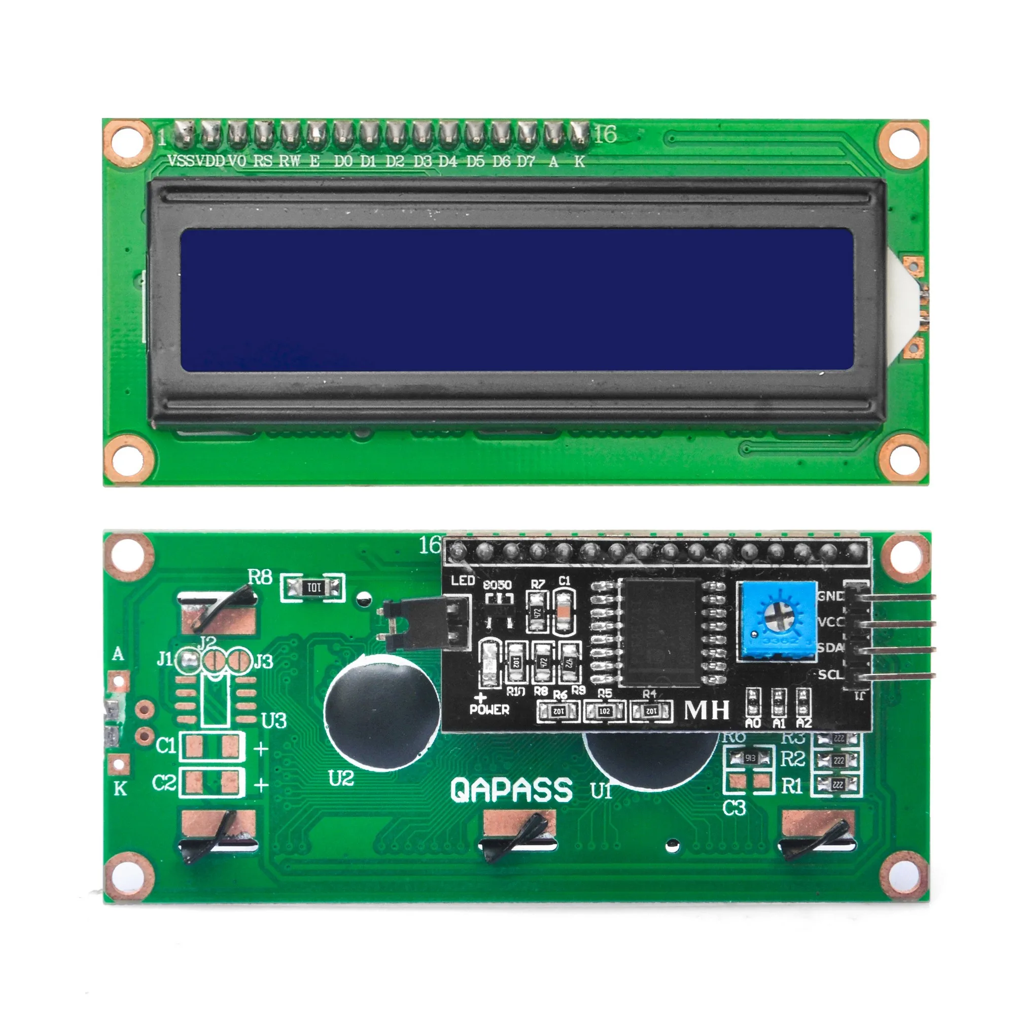Módulo LCD com retroiluminação de tela azul, adaptador de interface serial IIC, compatível com arduino, DIY, 1602 caracteres, 16x2, 5pcs