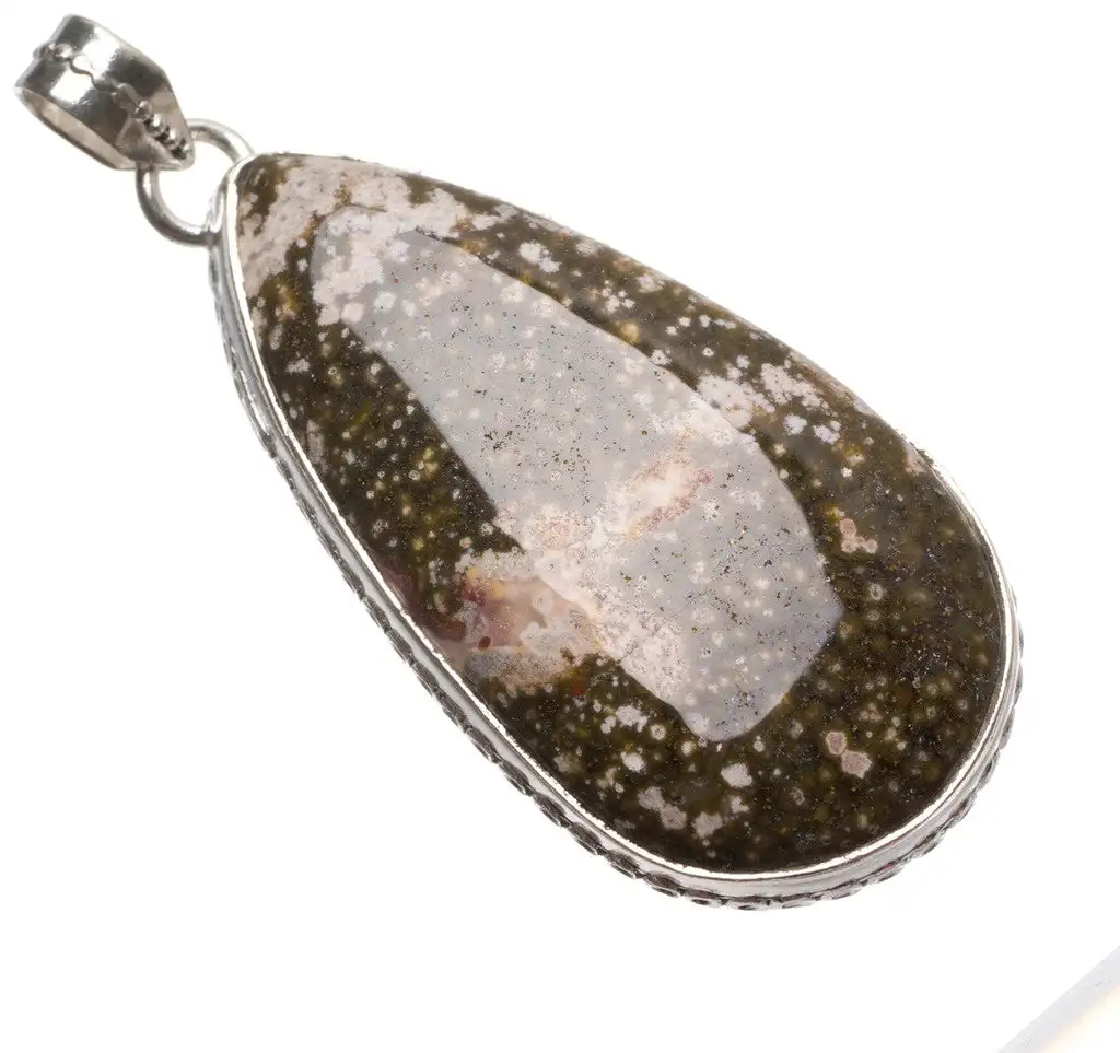 StarGems Ocean Jasper Handmade Mexican 925 Sterling Silver Pendant 2 1/4