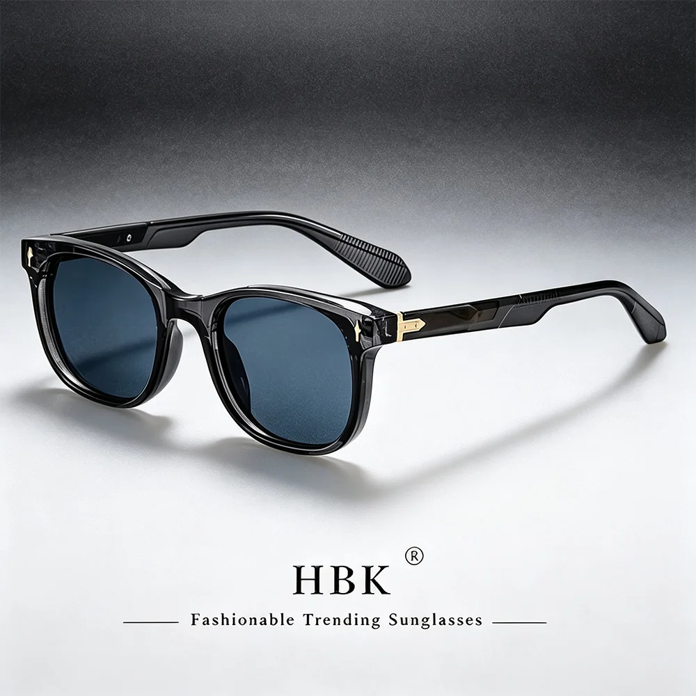 HBK Vintage Men's Classic Polarized Sunglasses Propionic Acid Pin Square Frame Women's Outdoor Essential Eyeglass UV400
