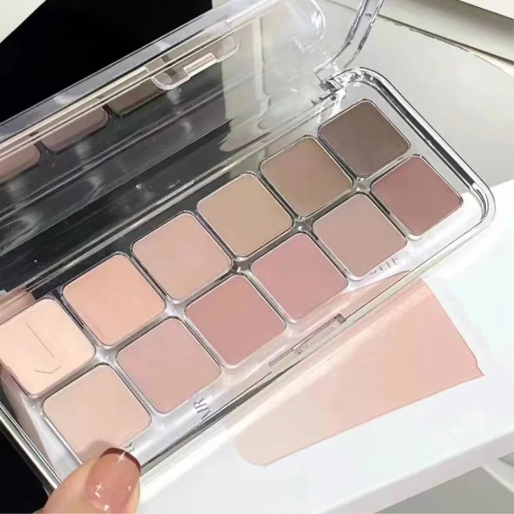 Milk Tea Color Tone Eyeshadow Palette Cement Grey Brown 12 Colors Natural Brown Eyeshadow Palette for Women Cosmetics Makeup Art