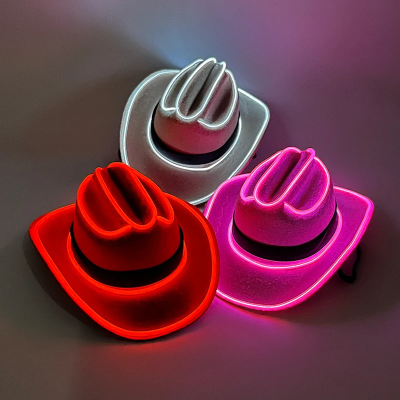 Funny Luminous Light Up Pet Hat For Dog Cat Mini Glowing LED Cowboy Cap Photo Props Neon Animal Hat Accessories