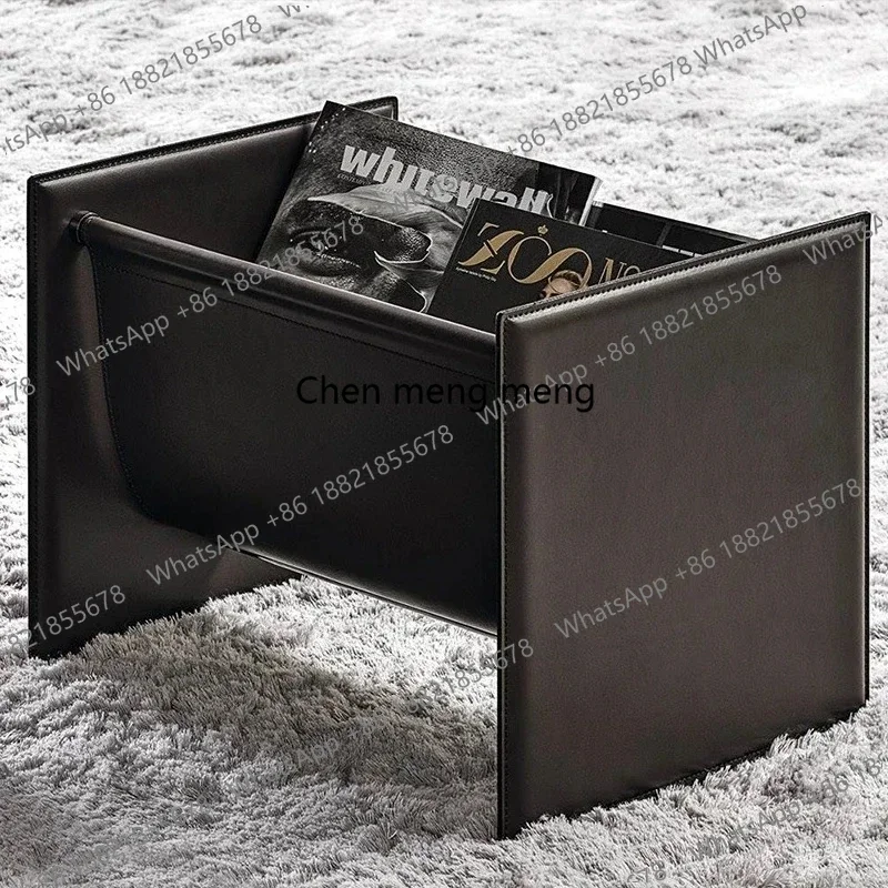 

CC182Итальянский минималистичный седло с кожаным краем, несколько высококачественных кожаных книг для гостиной, офиса и газет, стеллаж для хранения