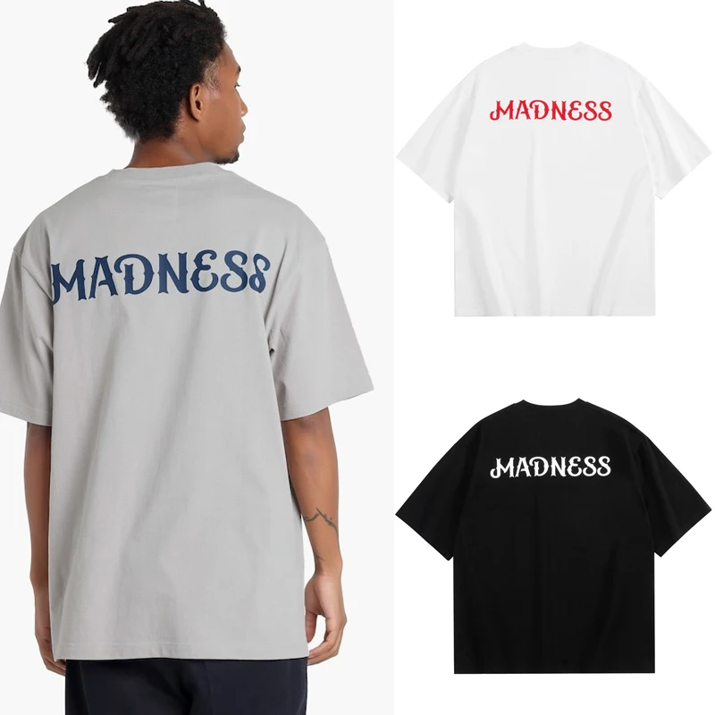 Madness T-shirt Top Colorful Letter Logo Print Pullover Loose Casual Unisex Original Label MDNS Short Sleeve Cotton Tee Shirt