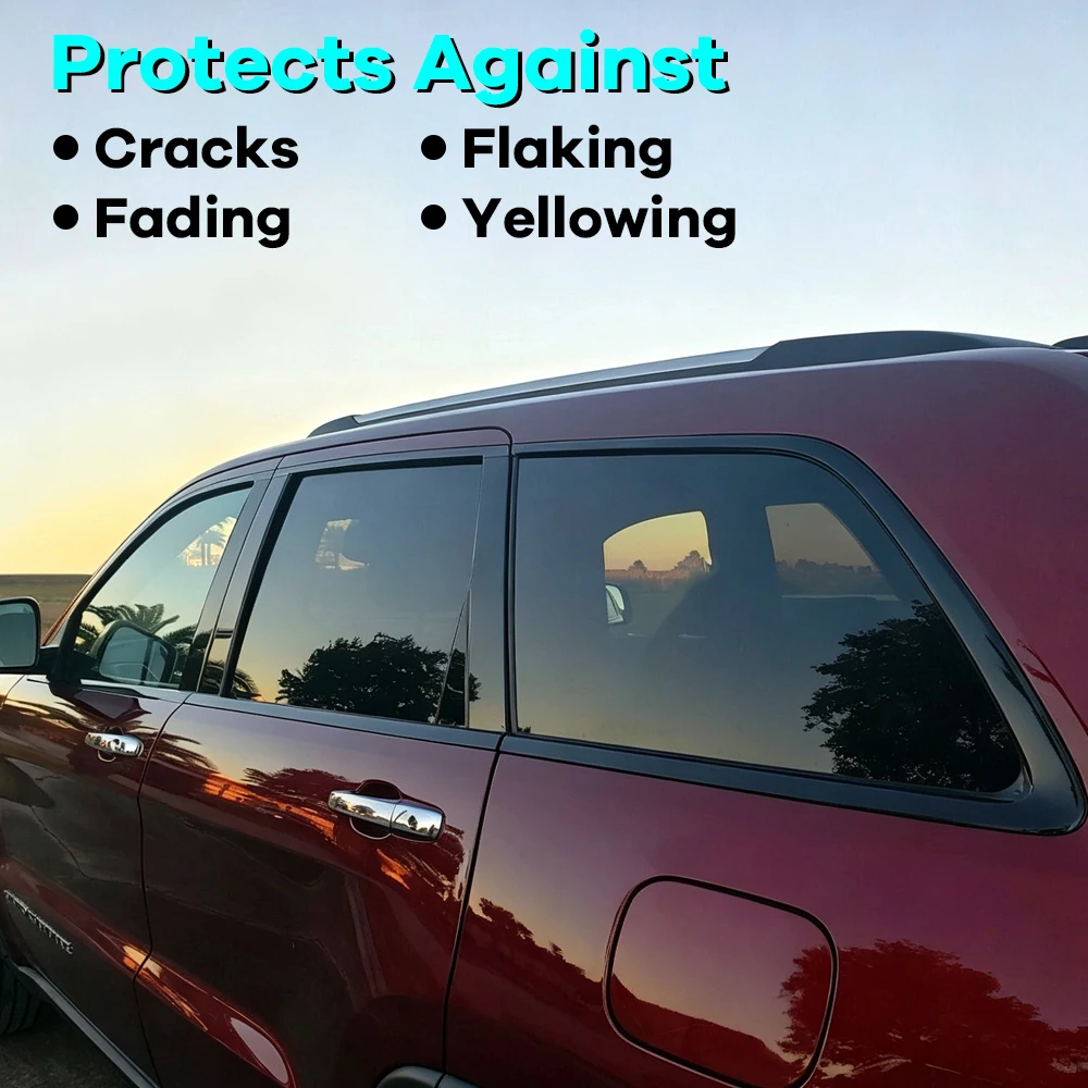 Gloss Black Side Window Chrome Delete Trim for Jeep Grand Cherokee 2014-2021 Precut Vinyl Blackout Window Accessory