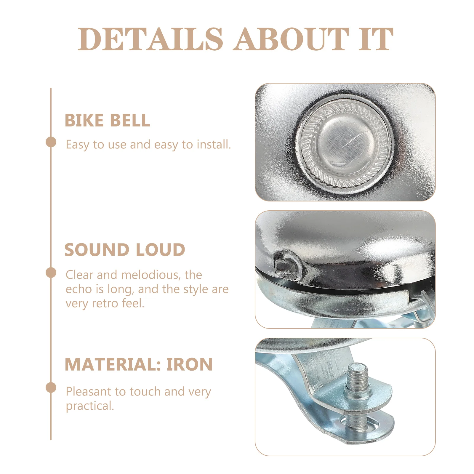 

Retro Mini Bike Bell Metal Loud Clear Sound 52mm Vintage Style Cycling Horn Bright Color Bell Bike Ring