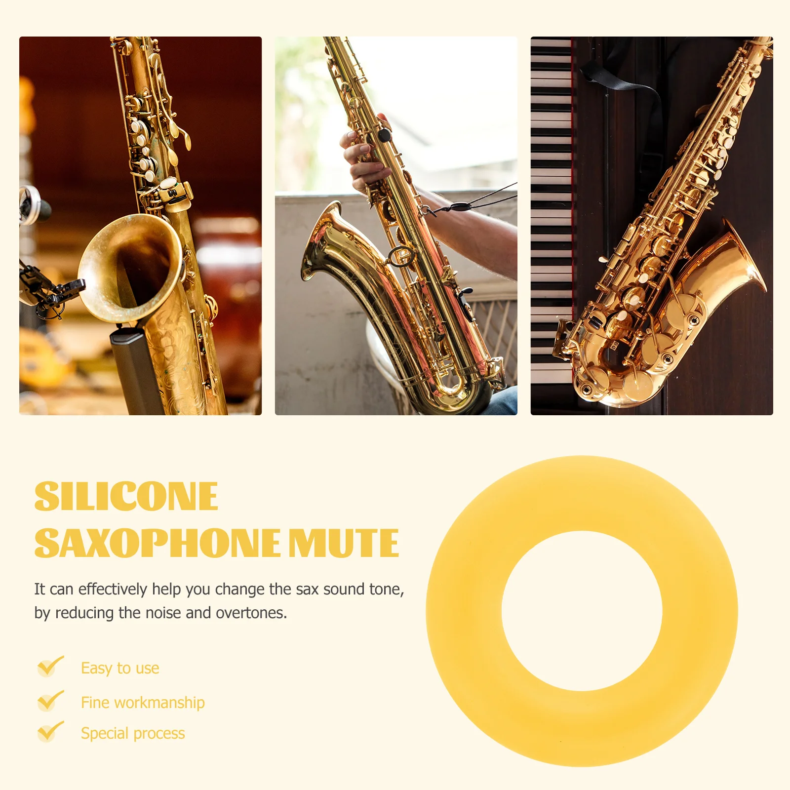 سيليكون تينور الساكسفون كتم للحد من الضوضاء المهنية الصوت المرطب ممارسة ملحق أداة اللعب الهادئة الموسيقية #6