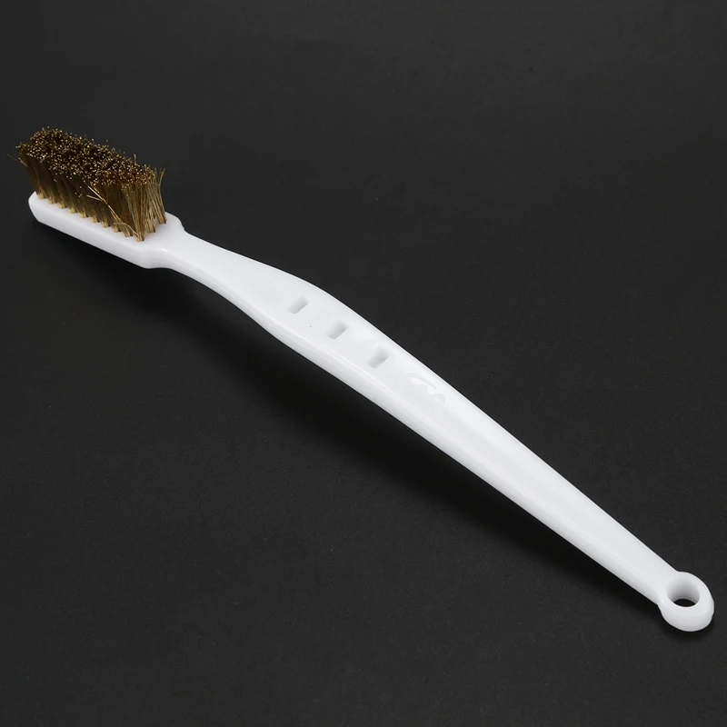 10 Pcs 6.9 "di Lunghezza di Plastica Bianco Maniglia Setola Spazzola di ottone metallo
