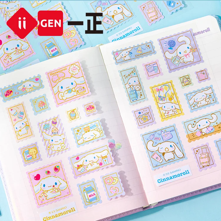 Sanrio Family Kuromi Cinnamoroll Image Stamps Exquisite Handbook Hot Stamping Craft Stickers