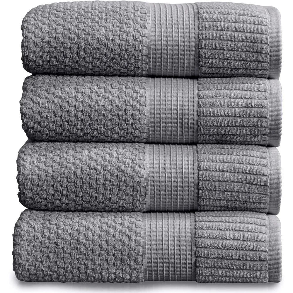 

Cotton Bath Towel, Super Soft & Absorbent Quick-Dry Baths Towels, Textured and Durable Cotton, 4 Pack Cotton Bath Towel