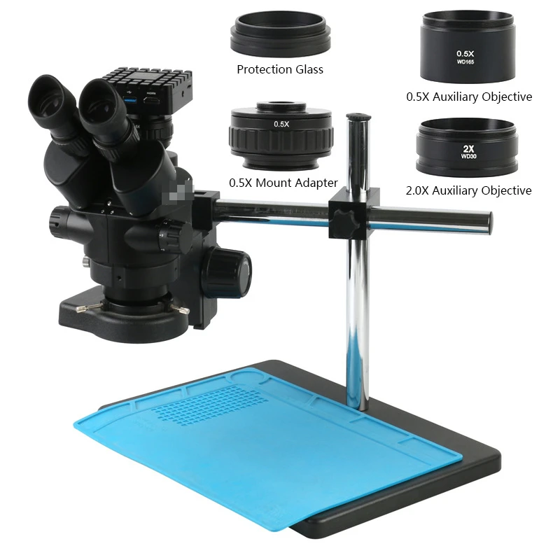 7-45 Times Trinocular Integrated Microscope Continuous Zoom 4K UHD HDMI Industrial Camera Mobile Phone Repair