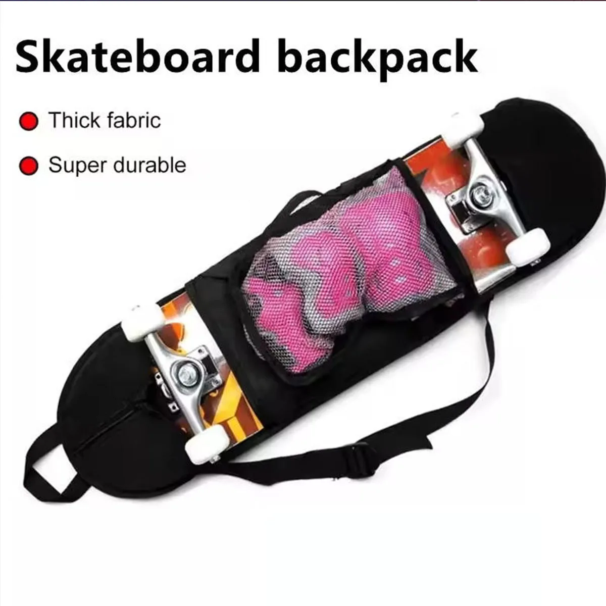 Four-Wheel Skateboard Bag - Double-Kick Skateboard Bag, Single-Shoulder Portable Backpack for Skateboard Accessories