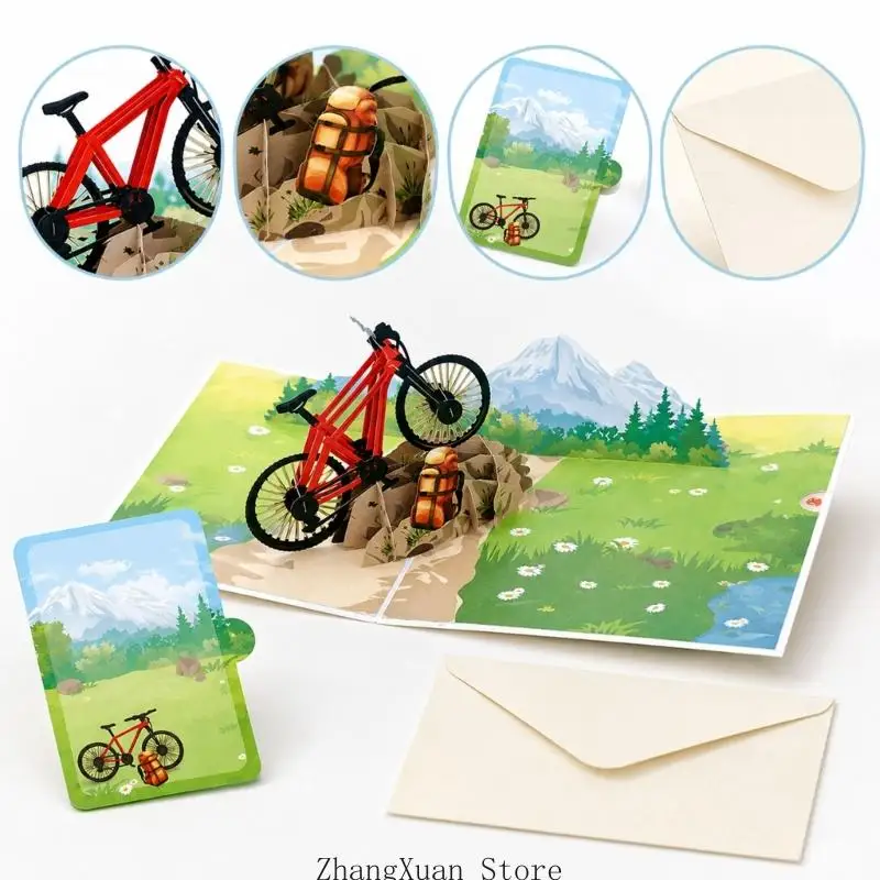 3D-Mountainbike-Grußkarten-Set für Nachrichten und Geschenke, 3XUF – Detail 10