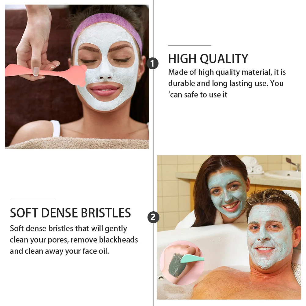 블랙헤드를위한 2pcs 실리콘 코 브러시 깊은 모공 청소 페이스 클렌징 도구 부드러운 강모 여행 크기 그린 오렌지