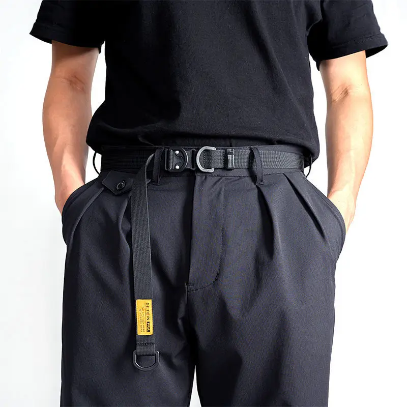 Buckle Function Tactical Belt Tooling Ins Korean Unisex Girdle Gothic Style Extended Nylon Waistband  Fashion All-match