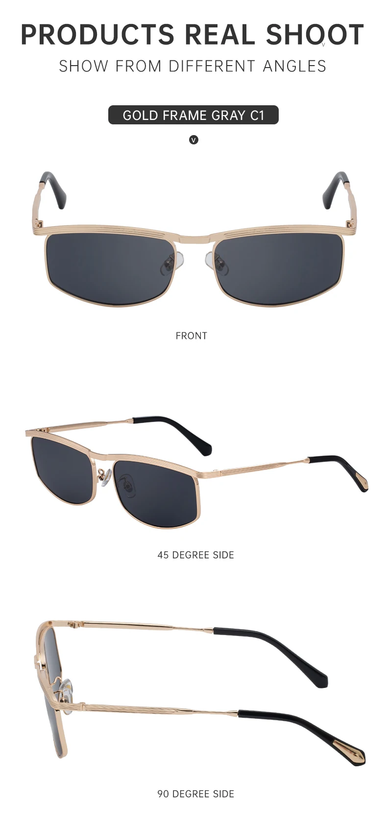 Übergroße rechteckige Punk-Sonnenbrille für Herren 2026 Luxusmarke Vintage Metallrahmen Sonnenbrille für Männer Outdoor UV400 Schutzbrille – Detail 14