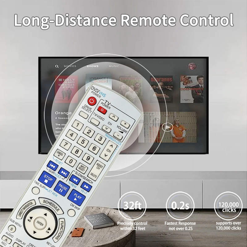 For EUR7659Y70 Panasonic-DVD-VCR-Recorder-Remote-Control-Replacement, For Panasonic DVD VCR Recorder DMRES25 DMRES25S DMRES35