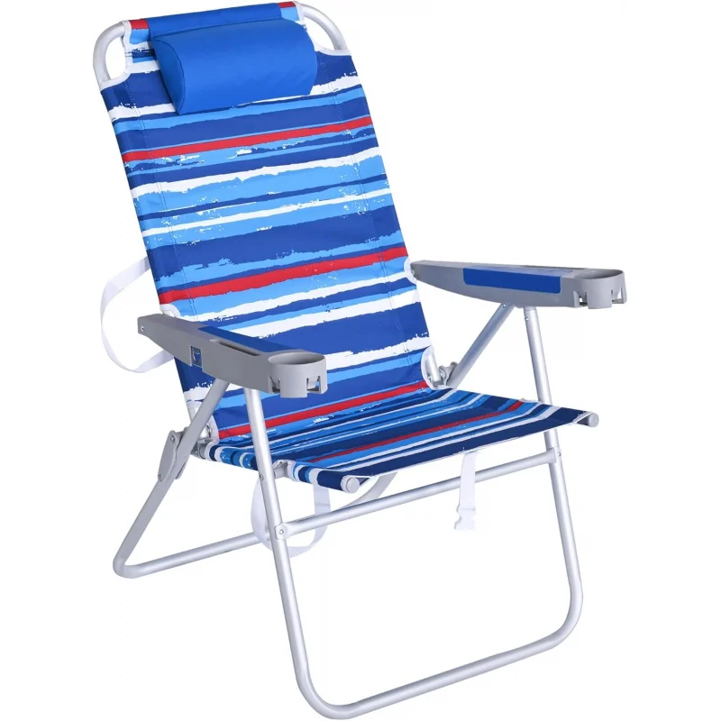 (UUX) كرسي رمل محمول خفيف الوزن قابل للطي للشاطئ للبالغين عالي التحمل بوزن 500 رطل مع حاملات أكواب، عالي UQ قابل للطي #4