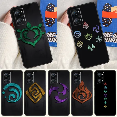 Genshin Impact Elementi Per Realme 14 13 12 10 11 Pro Plus GT 6 6T 5 GT7 Pro C55 C51 C21Y C25S C67 C75 C53 C61 Custodia