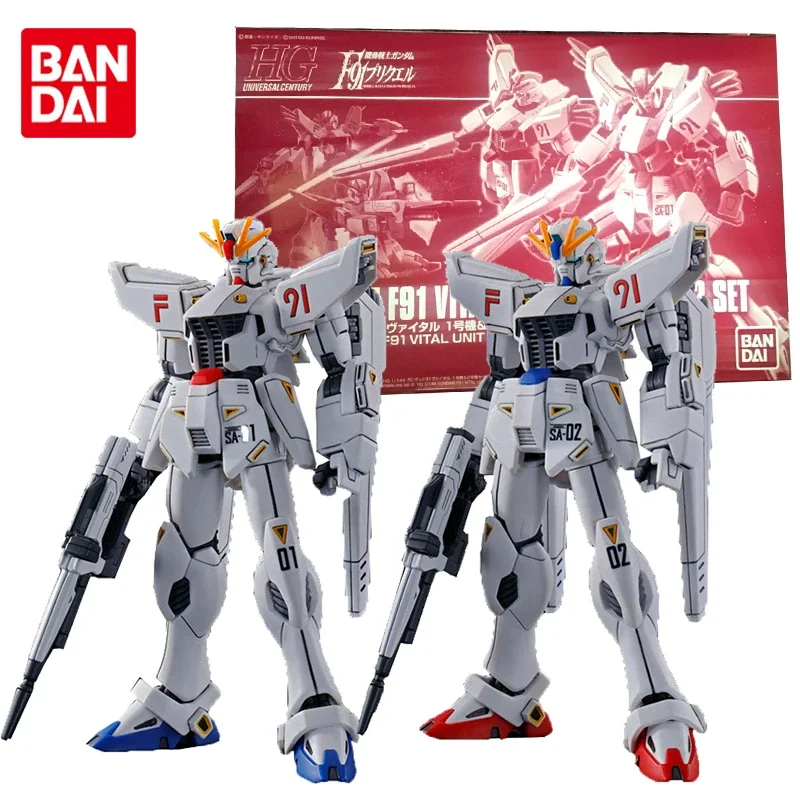 Bandai Gundam Model Kit Anime Figure HG 1/144 F91 Vital Unit 01 02 Set Collection Gunpla Anime Action Figure Toys for Children