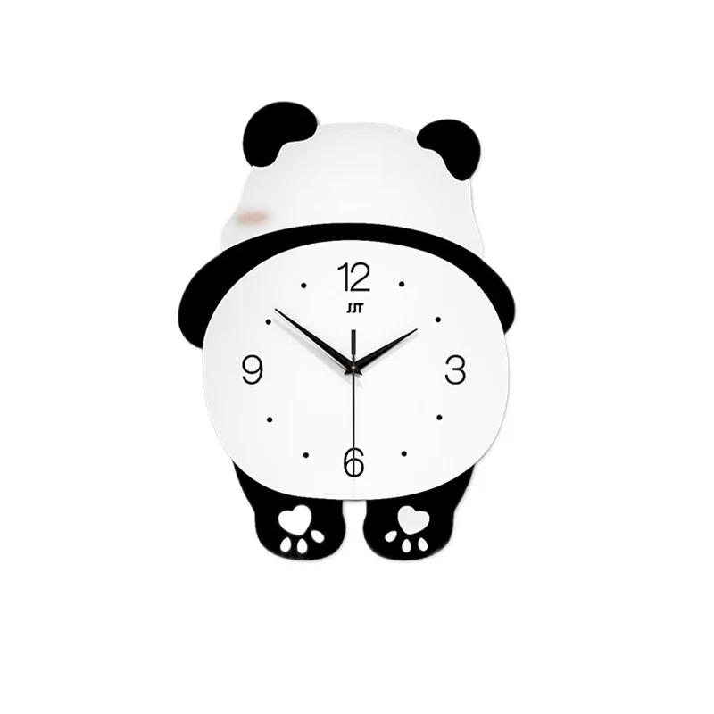 

Cartoon Panda Wall Clock Home Living Room Decoration Swing Clocks Brief Modern Minimalist Wood Clock for Wall Decor