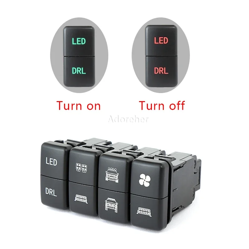 Dual BSM LED Switch Push Switch Button With Connection Wire For FJ Land Cruiser Prado 120 LC100 Car Accessories