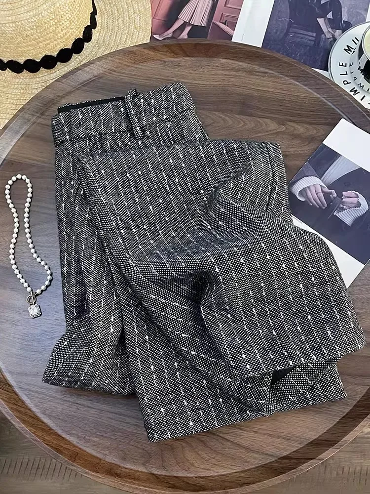 Hoge kwaliteit vrouwelijke wijde pijpen broek casual lange broek losse pasvorm mode Franse stijl winter volledige lengte kantoor dame 2025, nieuw