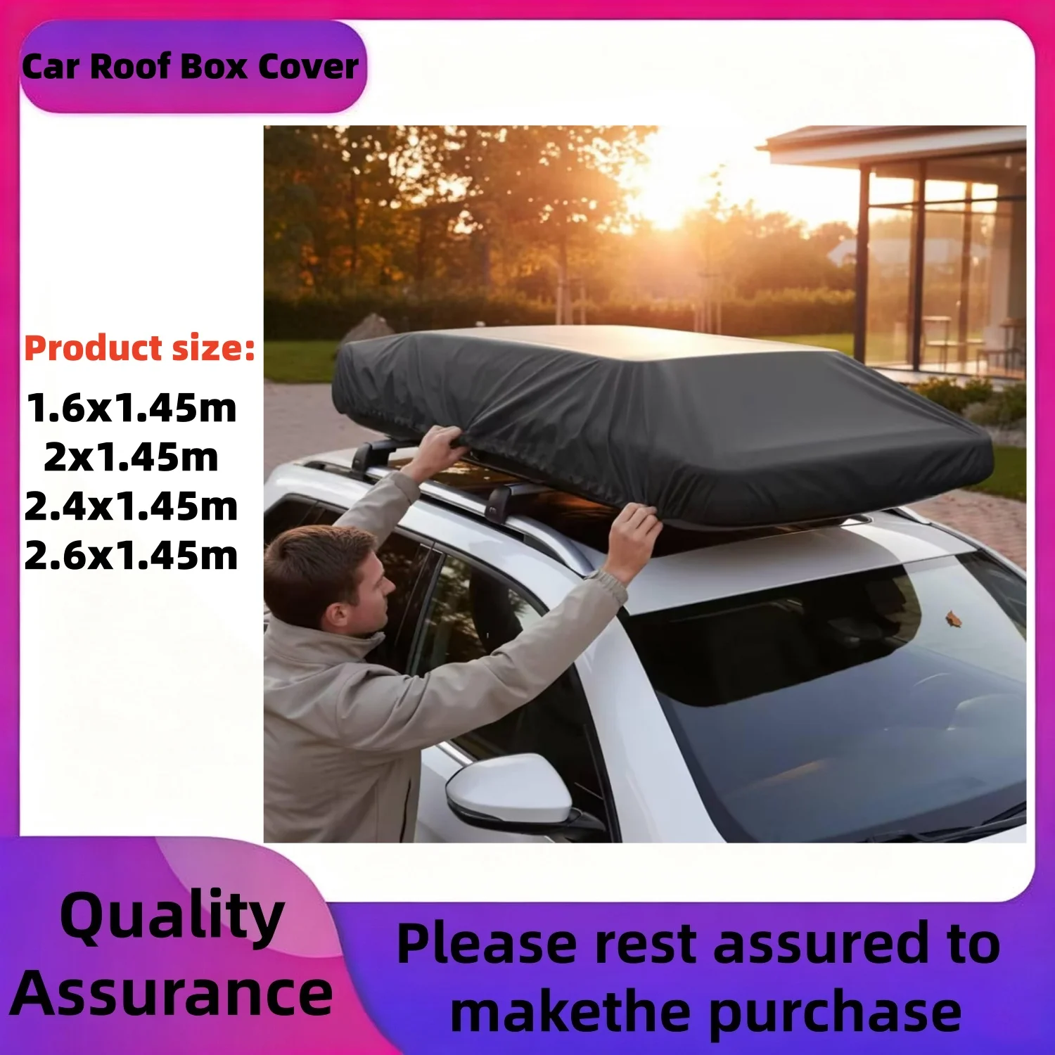 Universal Rooftop Cargo Carrier Cover Featuring a Drawstring Bottom - Made from Double-Stitched 210D Oxford Fabric